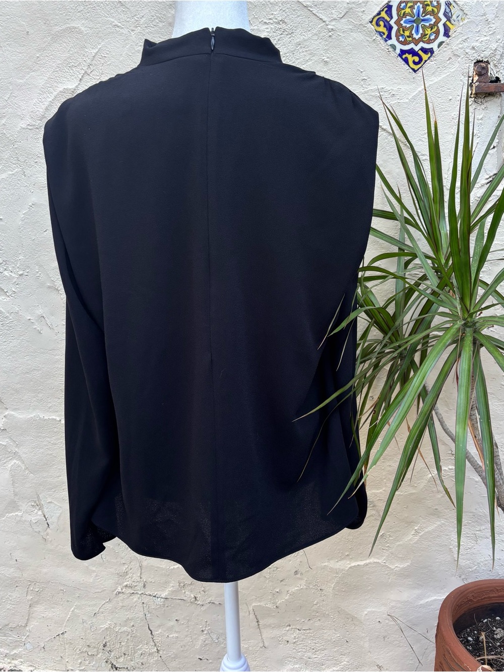 Zara Black Draped Long-Sleeve Women's Top - Picture 7 of 9